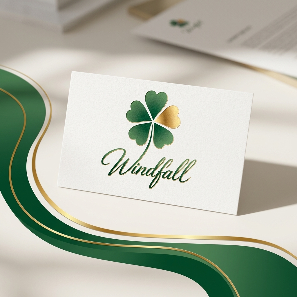 Windfall brand card with clover logo